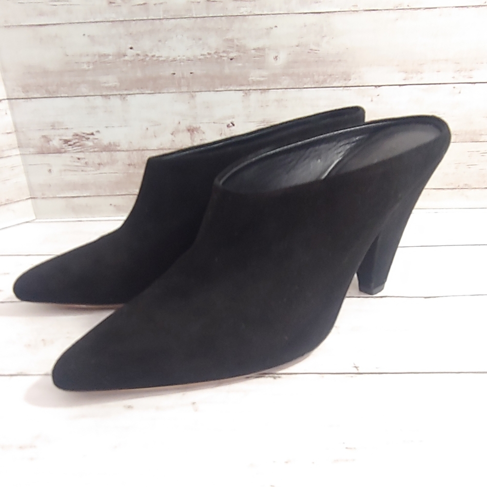 Vince black suede "emberly" mule booties